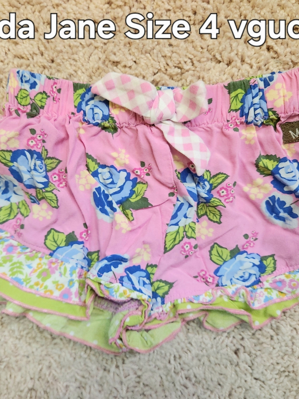 Matilda Jane Pink Floral Ruffle Kids Shorts - Size 4